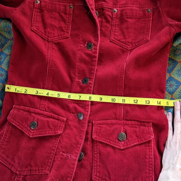 Vintage red corduroy duster jacket Sz XS - Picture 6 of 8